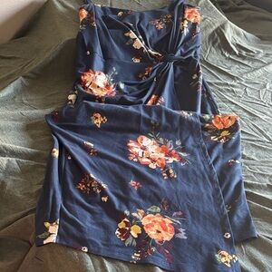 nine britton Navy Mini Dress with Orange Floral Print